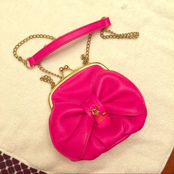 Betsey Johnson hot pink purse or cross body bag.