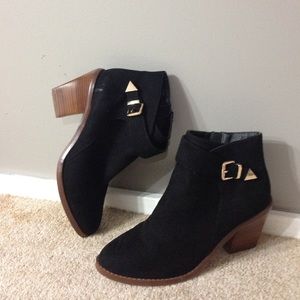 Black Booties w/ Gold Buckle