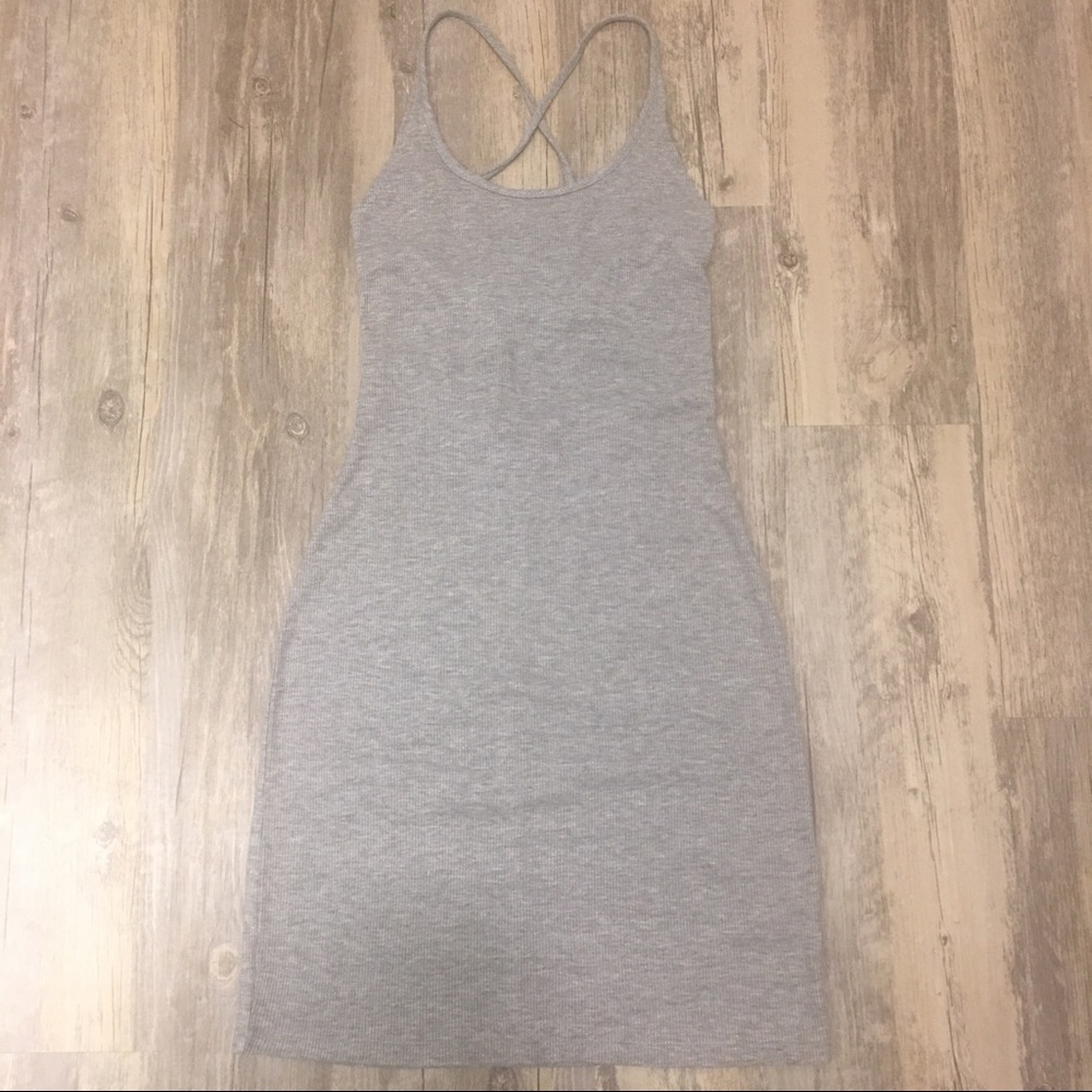 Grey Ribbed Mini Dress - Picture 2 of 6