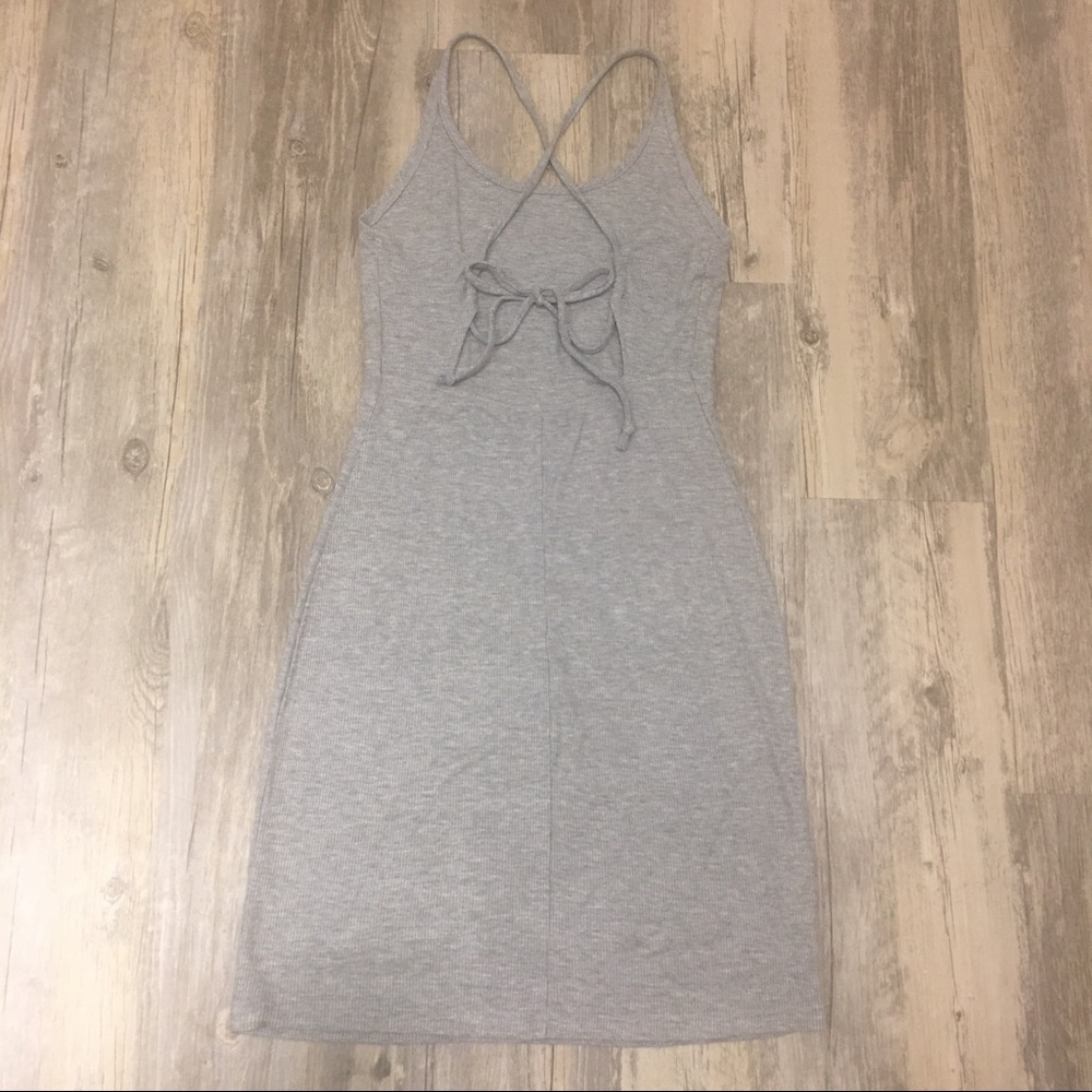 Grey Ribbed Mini Dress - Picture 3 of 6
