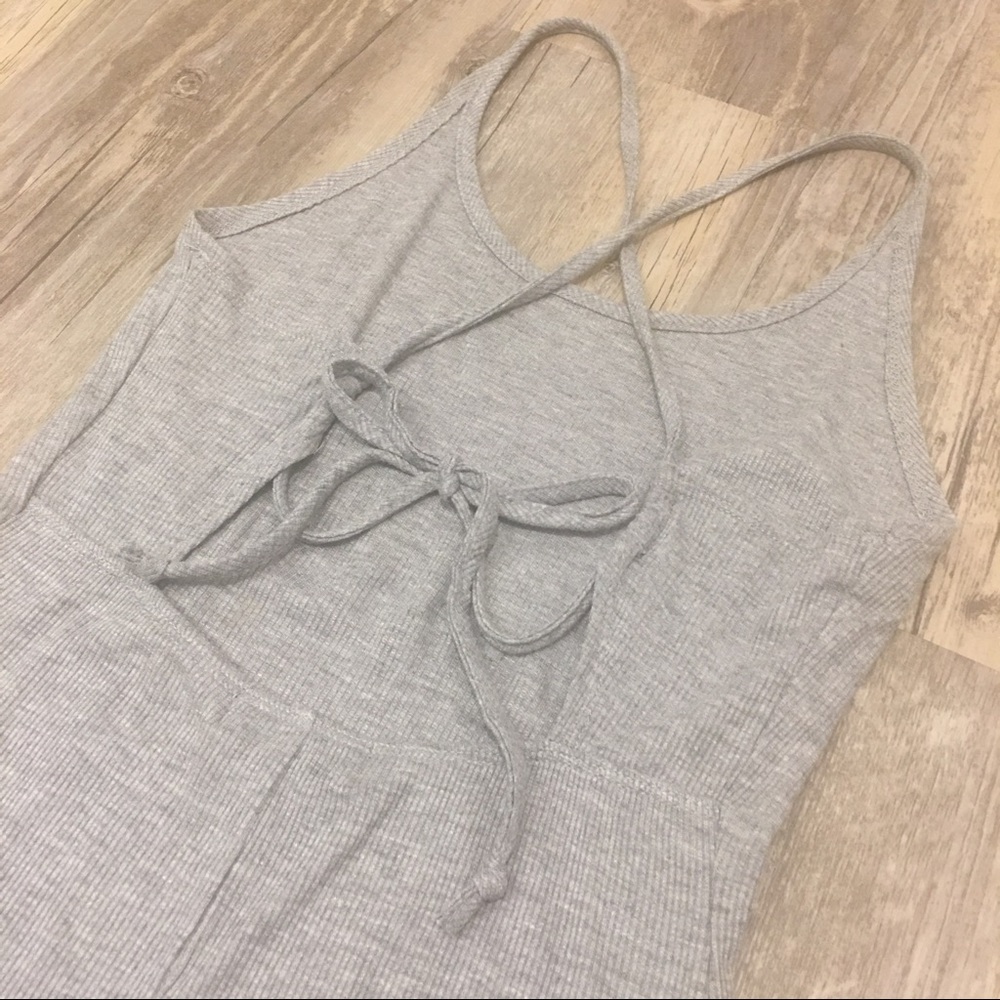 Grey Ribbed Mini Dress - Picture 4 of 6