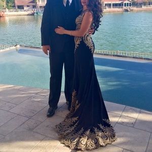 Beautiful black gown with gold lace and beading