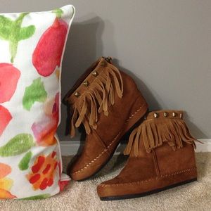 Mossimo Wedge Fringe Studded Ankle Boots