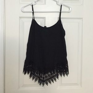 Black tank with crochet bottom