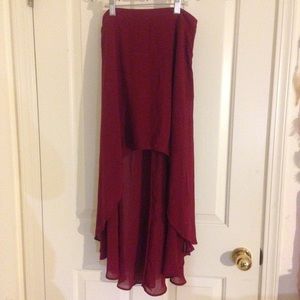 Forever 21 maroon high low skirt