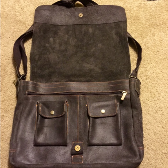 David&King Leather distressed messenger unisex