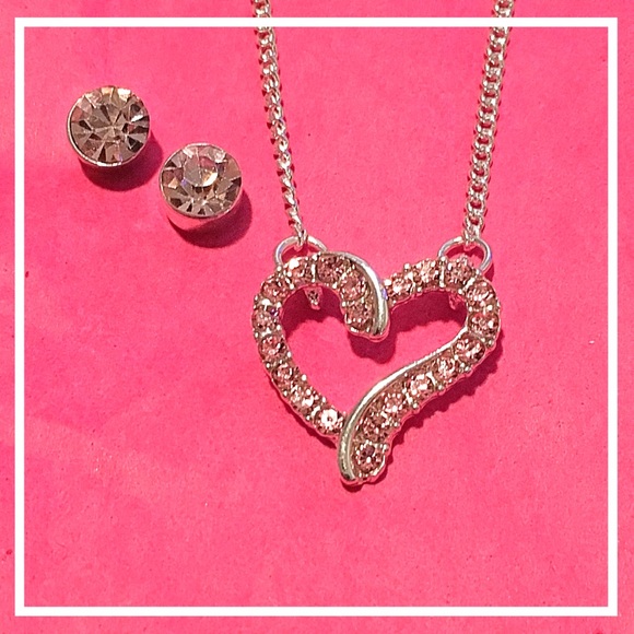💎Pink Heart Necklace w/FREE Earrings & GiftBox
