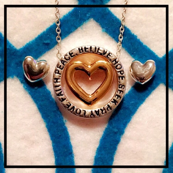 💎Faith Heart Necklace w/FREE Earrings & GiftBox