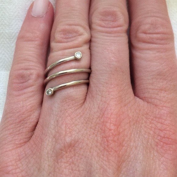 Handmade diamond white gold wrap ring