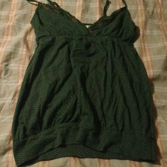 Green polka dot tank