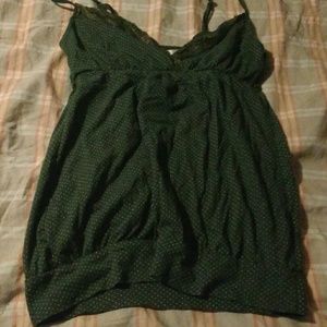 Green polka dot tank