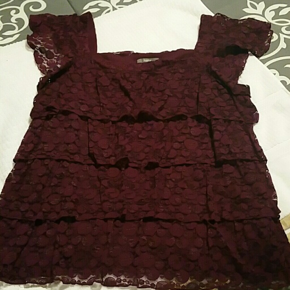 Plum ruffle lace top