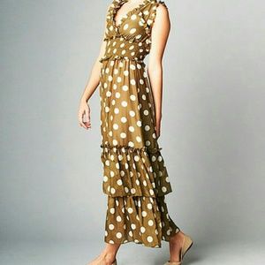 Nuvula Polka Dot Tiered Maxi Dress - L