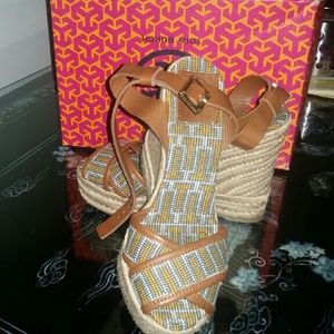 Tory burch Crisscross high wedge espadrille