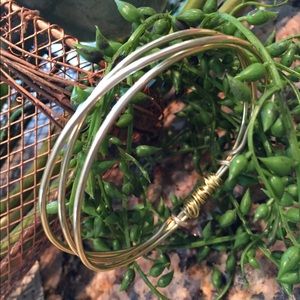 Floral Wire 3 Spiral Bracelet - Bright Gold Color