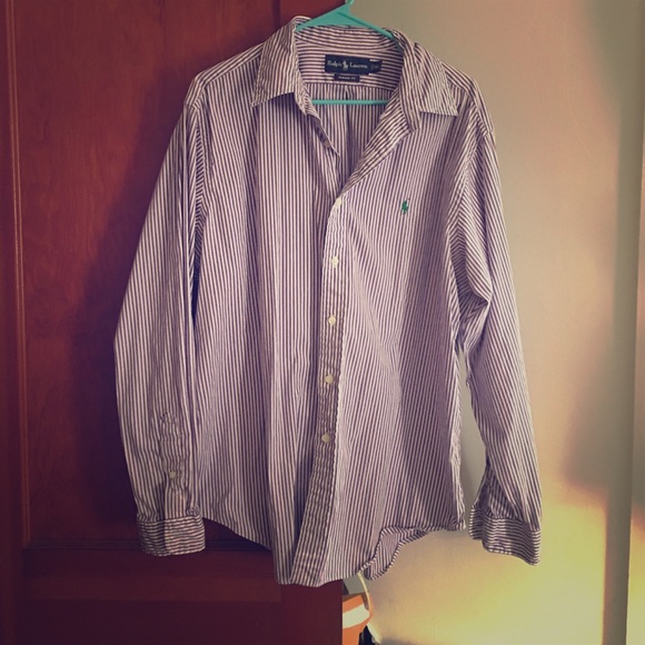 Purple & White Striped Button Down