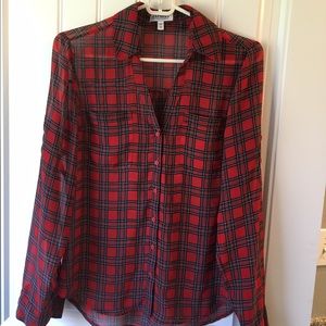 Express Portofino Shirt - Red Plaid