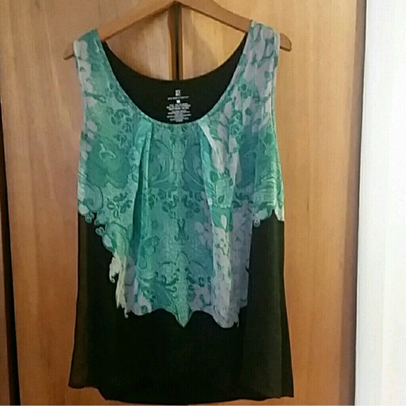 Ny&Co black and green mesh tank
