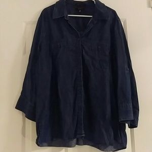 Foxcroft Plus size denim shirt, size 20 w