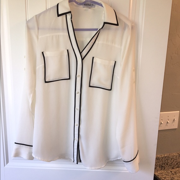 Express Portofino Shirt - white with black piping