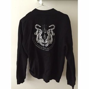 Black embroidered bomber jacket