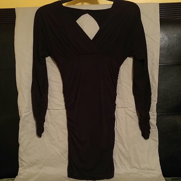 Open back black bebe mini dress