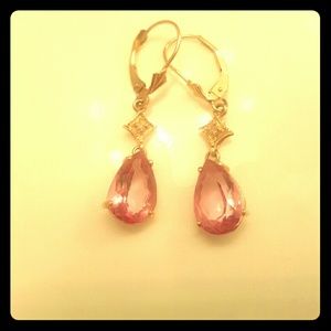 Pink Sapphire yellow gold earrings