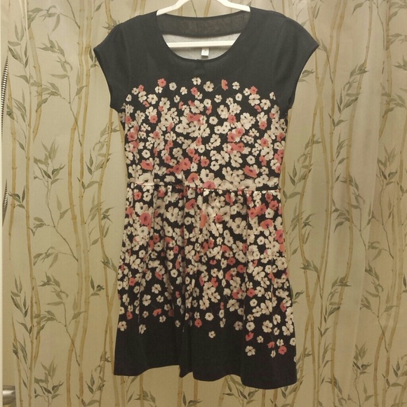 Floral Skater Dress with Faux Peter Pan Collar