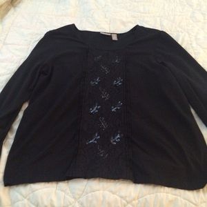Chico's Size 1 Black Long Sleeve Shirt