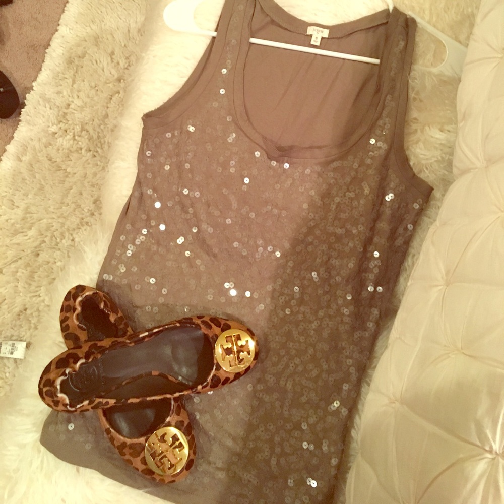 Green Sequin J Crew Tank Size Small