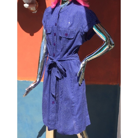 Halogen women's dress size XL blue polka dot sash