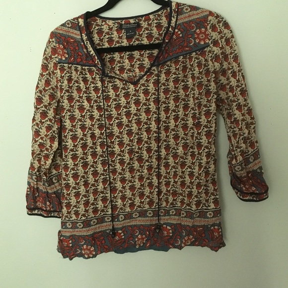 lucky brand red/blue blouse
