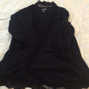 Additions by Chico's Black 3/4 Sleeve Cardigan