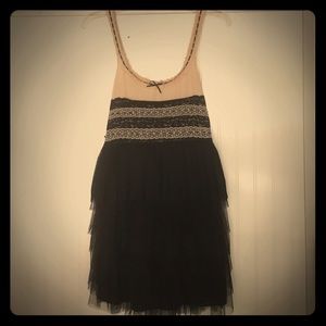 Beige and black dress