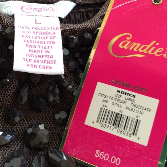🍭 NWT CANDIES BROWN BEADED DRESS - Picture 4 of 4