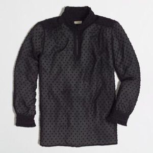 J. Crew Ruffle Chiffon Dot Top - Black