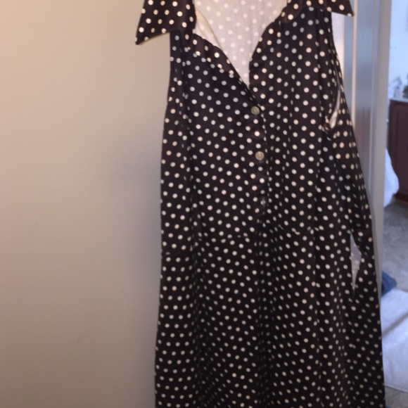 Dark brown and cream poka dot dress