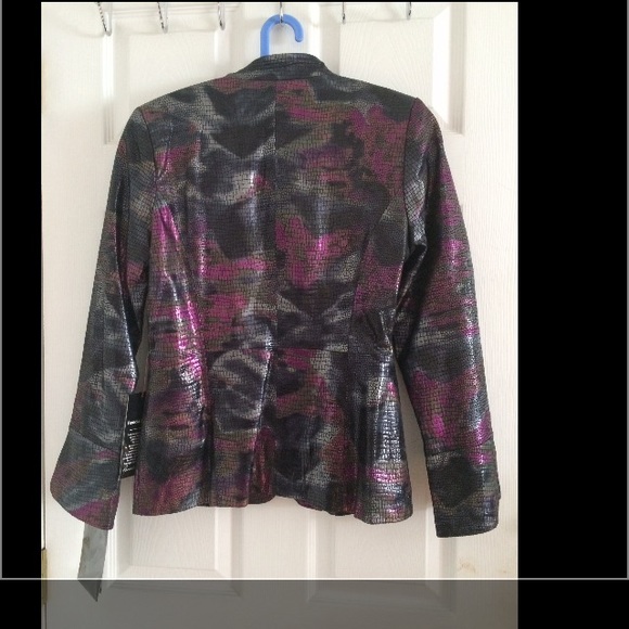 Metallic Multi Snakeskin Embossed Leather Jacket - Picture 2 of 4