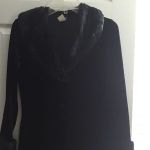 Black velvet long cloak