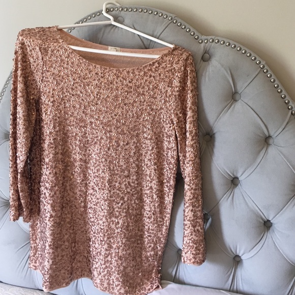 J. Crew rose gold sequin top size small