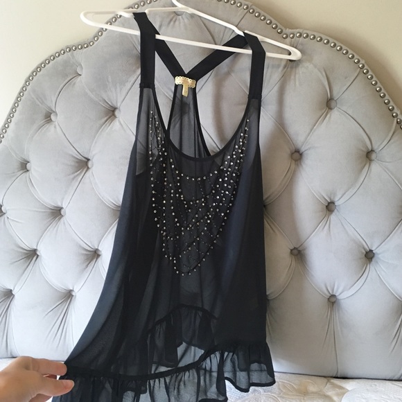 Urban Outfitters sheer grey tank with beading NEW