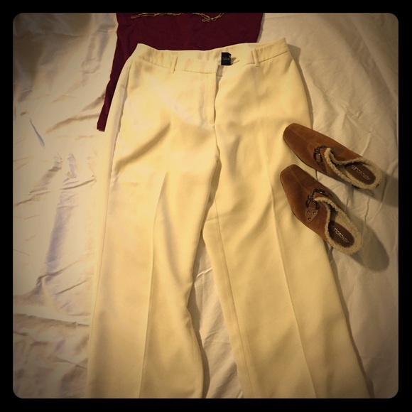 New York & Company creme wide leg work pants 14P