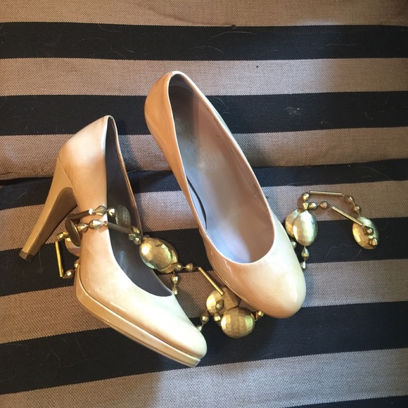 Nude Patent Leather Pumps