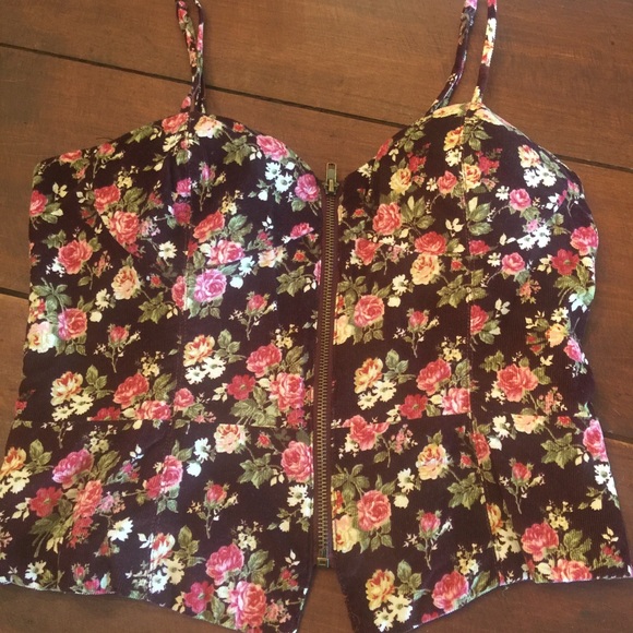 Forever 21 floral roses bustier corset cami top L