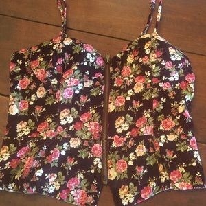 Forever 21 floral roses bustier corset cami top L