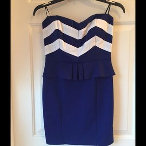 Navy blue strapless dress