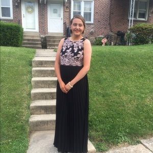 AQUA brand pleated black prom dress