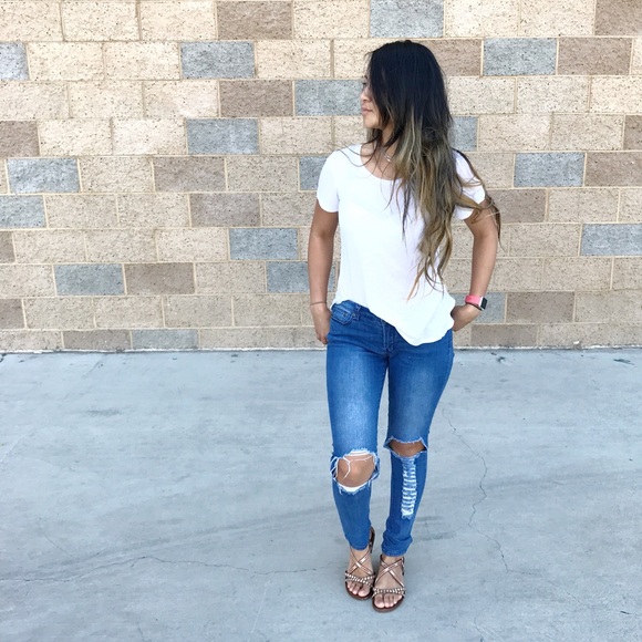 Denim - LAST sz 5 | Knee Hole Distressed