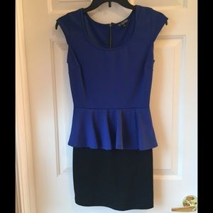 Black and blue Peplum mini dress