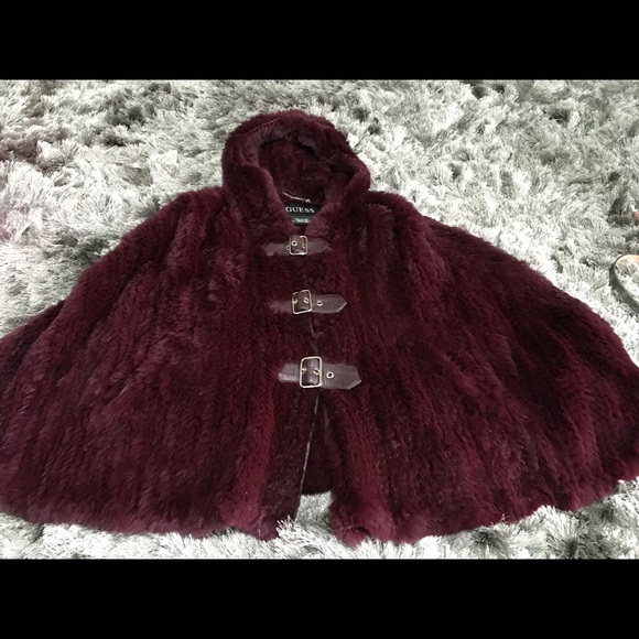 Rabbit fur cape Guess